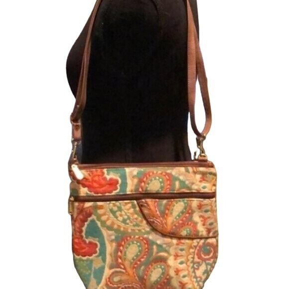 Danny K Multicolored, Paisley Designed Crossbody Bag, Size 11.5" X10.5" - Picture 2 of 9